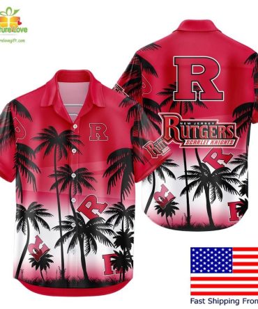 Rutgers Scarlet Knights Hawaiian Shirt Coconut Forest Tropical Fan Gear