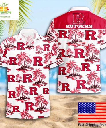 Rutgers Scarlet Knights Hawaiian Shirt Ncaa Coconut Tree Logo
