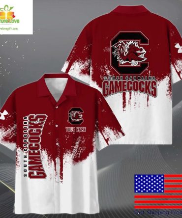 Ncaa Gamecocks Hawaiian Shirt Custom Paint Splatter Logo Fan Apparel