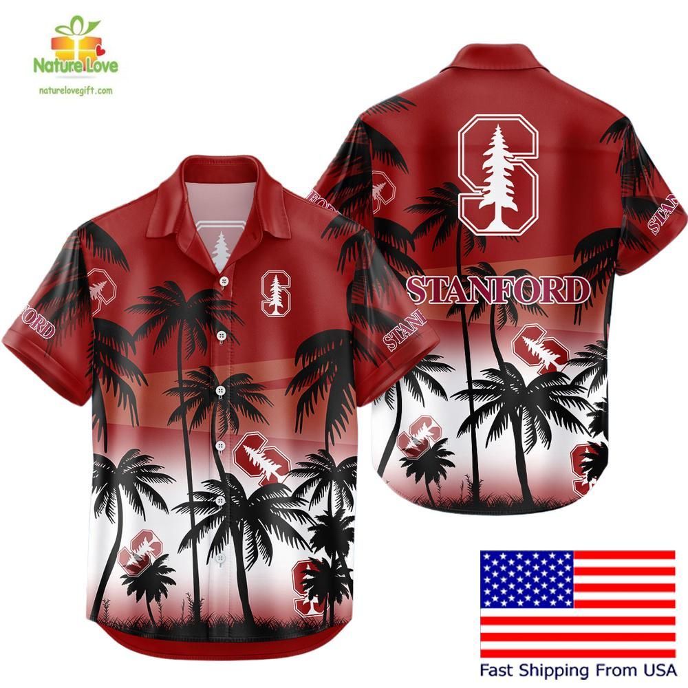 Stanford Cardinal Hawaiian Shirt Tropical Coconut Forest Fan Apparel