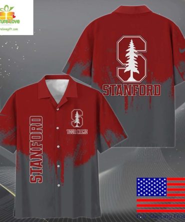 Stanford Cardinal Hawaiian Shirt Paint Splatter Design