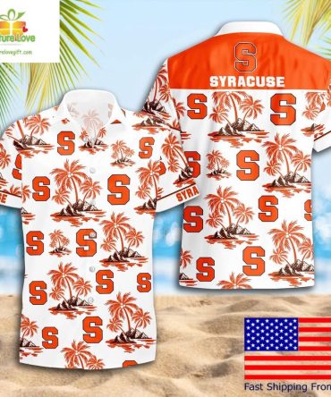 Syracuse Orange Hawaiian Shirt Ncaa Coconut Tree Logo Summer Pattern