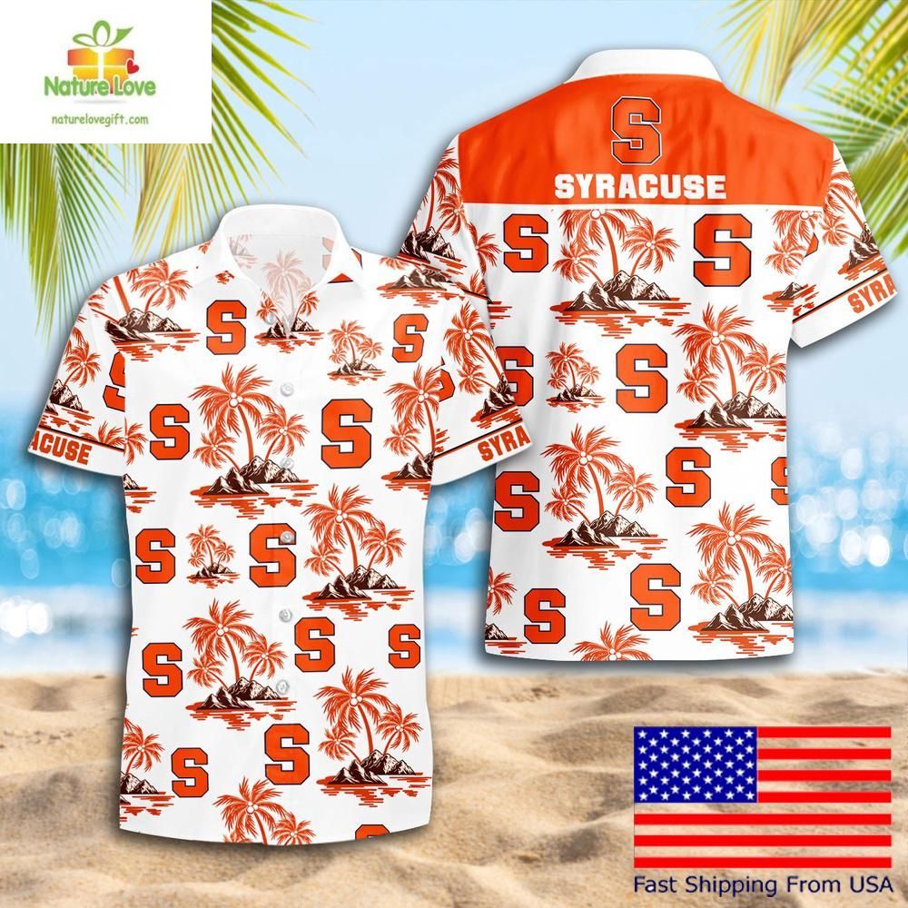 Syracuse Orange Hawaiian Shirt Ncaa Coconut Tree Logo Summer Pattern