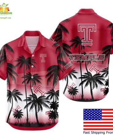 Temple Owls Hawaiian Shirt Ncaa Tropical Coconut Forest Fan Gear