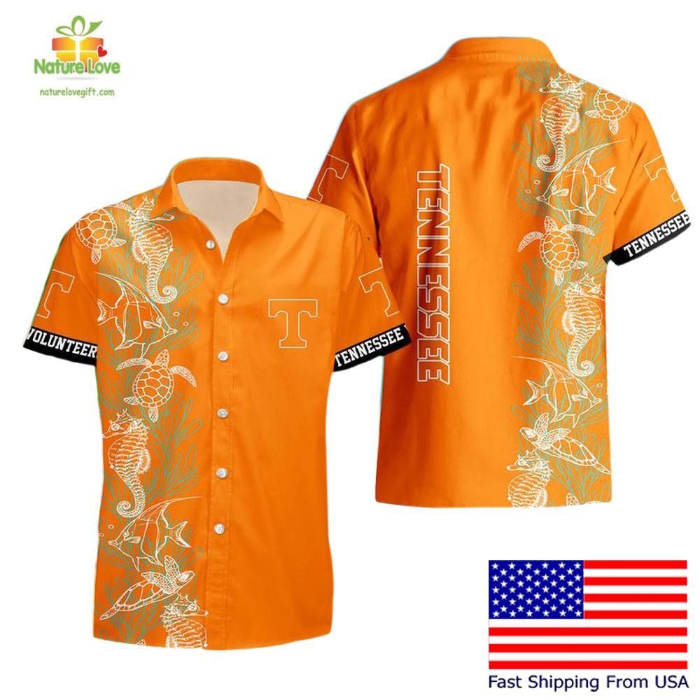 Tennessee Volunteers Ncaa Hawaiian Shirt Seaweed Pattern Mens