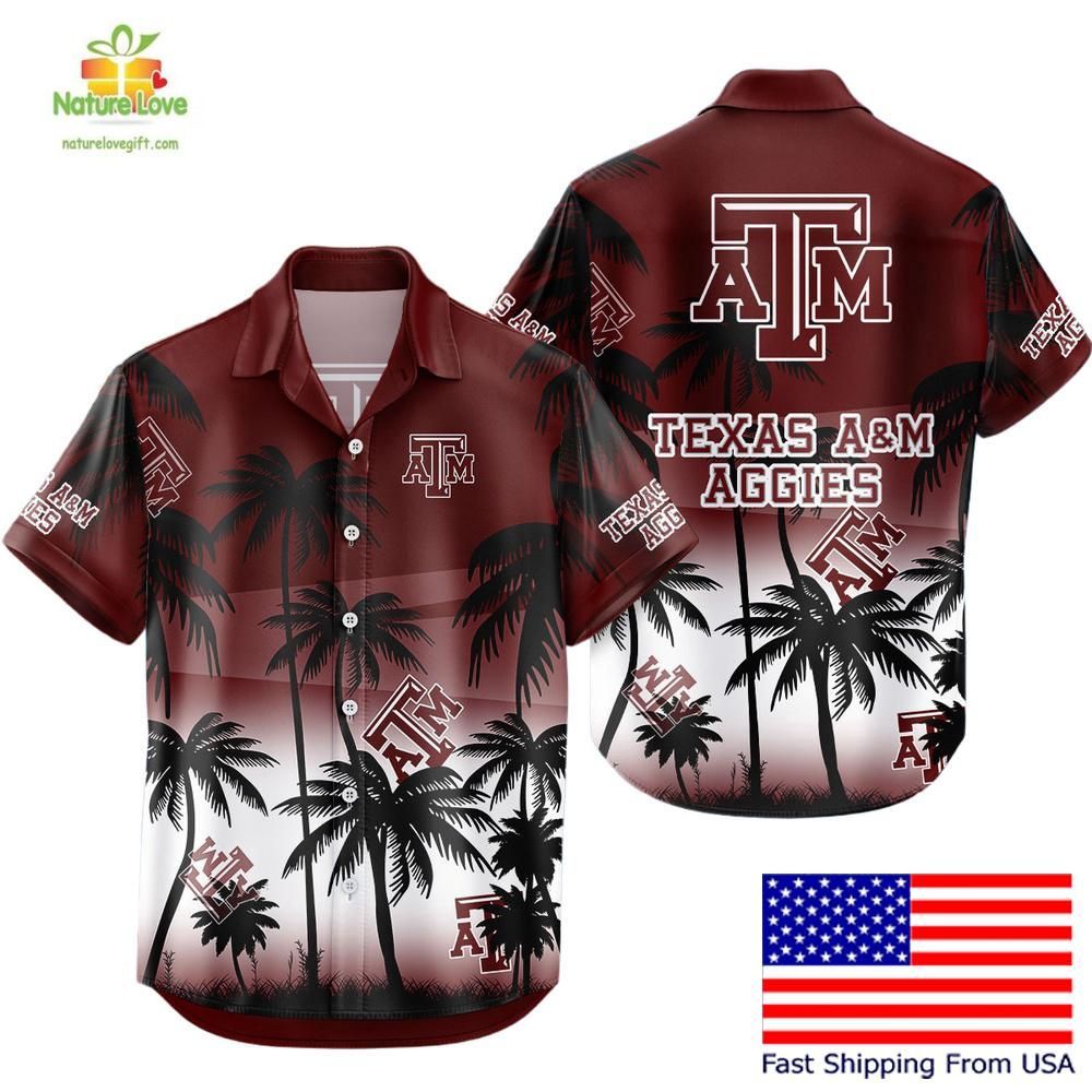 Texas A&M Aggies Hawaiian Shirt Coconut Forest Tropical Fan Style