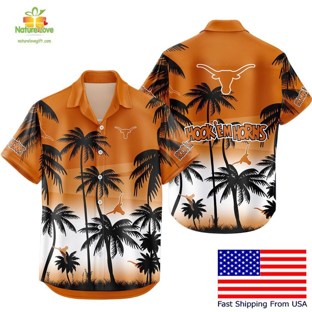 Texas Longhorns Hawaiian Shirt Tropical Coconut Forest Fan Gear