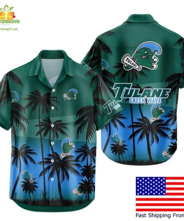 Tulane Green Wave Hawaiian Shirt Ncaa Tropical Coconut Fan Style