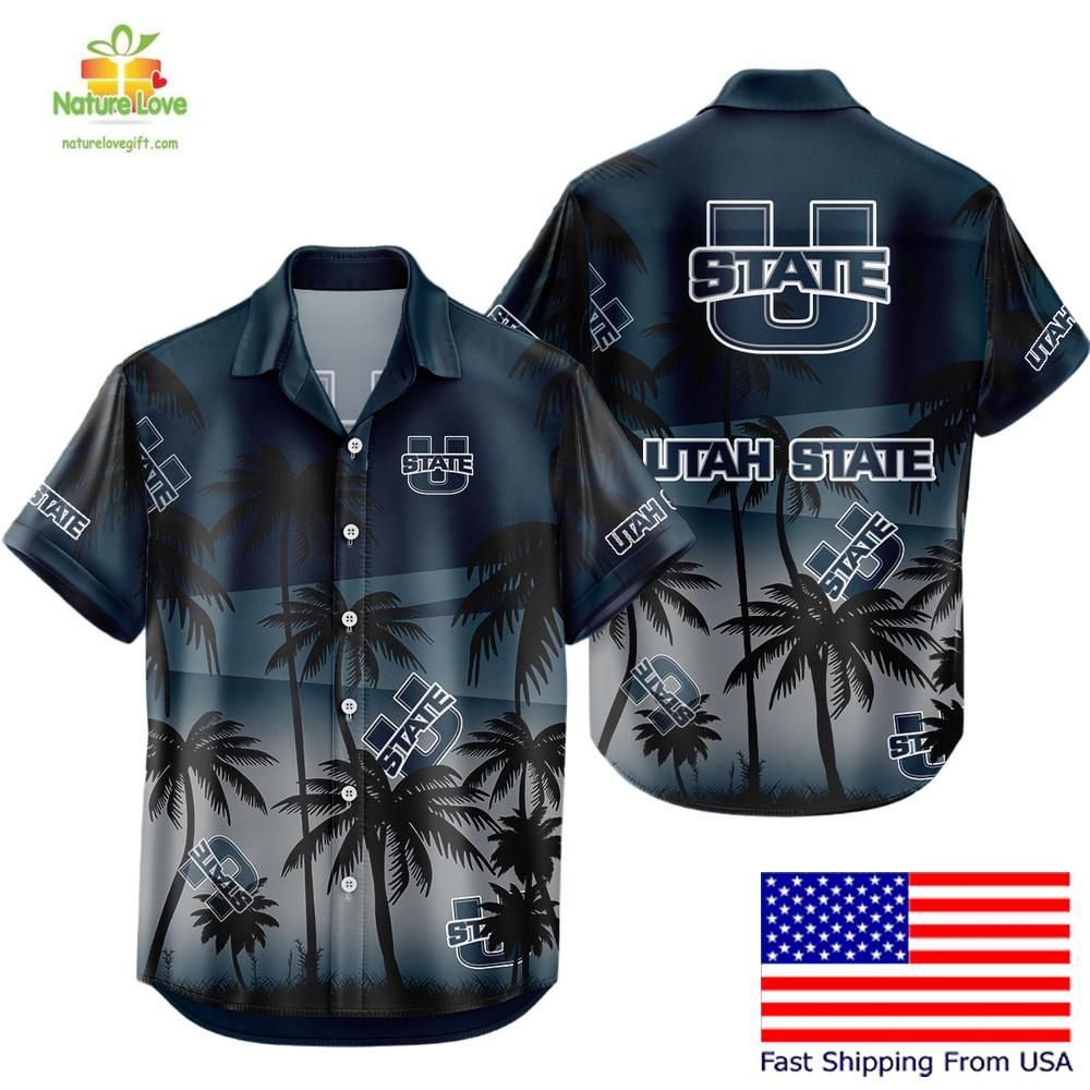 Utah State Aggies Hawaiian Shirt Coconut Forest Tropical Fan Style