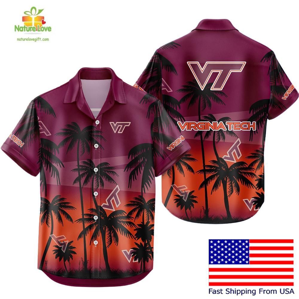 Virginia Tech Hokies Hawaiian Shirt Coconut Forest Tropical Fan Gear