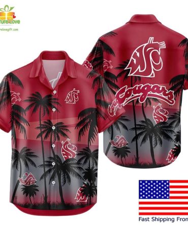 Washington State Cougars Hawaiian Shirt Tropical Coconut Forest Fan Gear