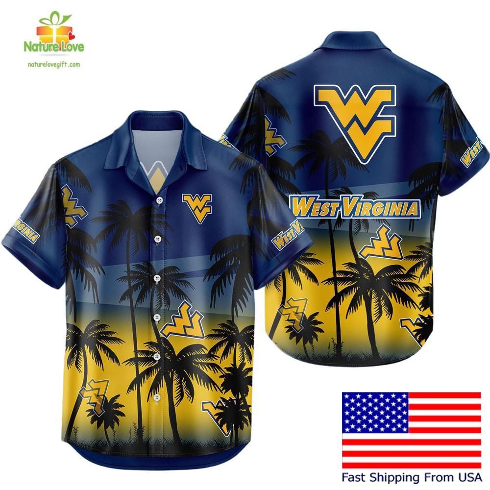 West Virginia Mountaineers Hawaiian Shirt Tropical Coconut Forest Fan Gear
