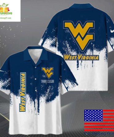 West Virginia Mountaineers Hawaiian Shirt Custom Paint Splatter Logo