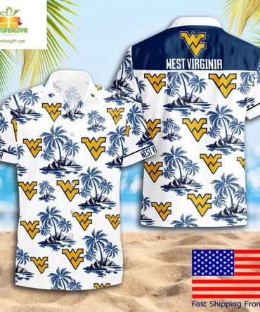 Ncaa West Virginia Mountaineers Hawaiian Shirt Coconut Tree Logo