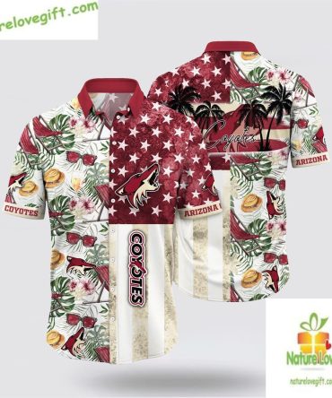 Arizona Coyotes Hawaiian Shirt With Tropical Hat And Glasses Lv Labjfbsl