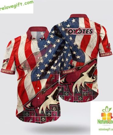 Arizona Coyotes Hawaiian Shirt American Flag Summer Tee Lv Kbn8Delh