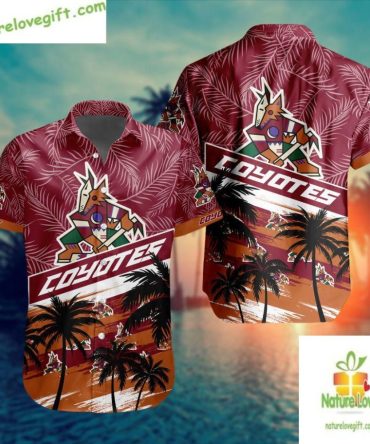 Arizona Coyotes Nhl Hawaiian Shirt Palm Tree Button Up