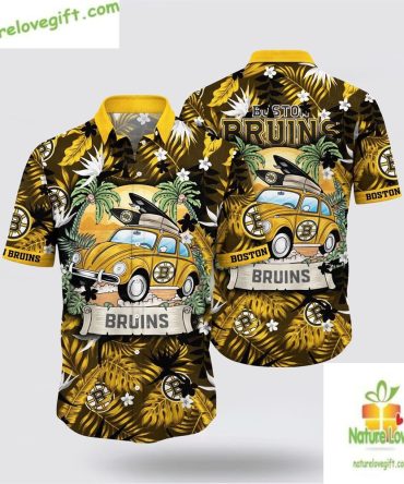 Boston Bruins Hawaiian Shirt Tropical Summer Travel Aloha Shirt