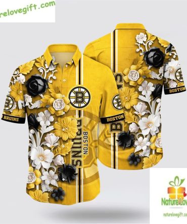 Boston Bruins Tropical Floral Hawaiian Shirt Aloha Summer Shirt