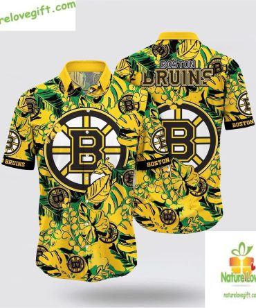 Boston Bruins Tropical Leaf Hawaiian Shirt Summer Casual Wear