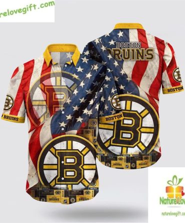 Boston Bruins Hawaiian Shirt American Flag Aloha Shirt For Summer