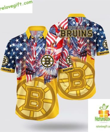 Boston Bruins Patriotic Hawaiian Shirt 4Th Of July Aloha Shirt