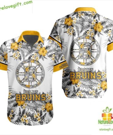 Boston Bruins Hawaiian Shirt Tropical Floral Design Lv B308337Fb03834D