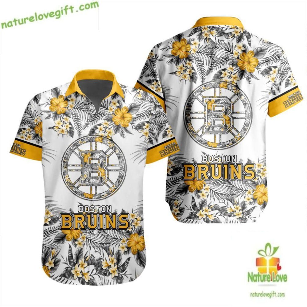 Boston Bruins Hawaiian Shirt Tropical Floral Design Lv B308337Fb03834D