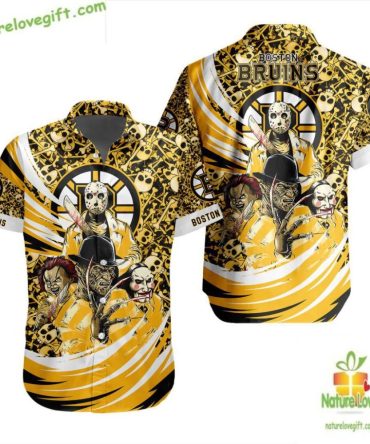 Boston Bruins Hawaiian Shirt Halloween Hockey Fan Gift Lv56Bb8E50Bf3Ac927