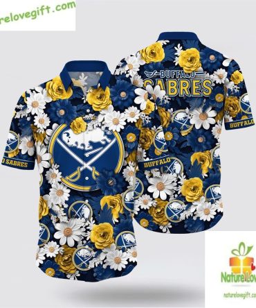 Buffalo Sabres Hawaiian Shirt Tropical Begonia Flower Summer Aloha Shirt