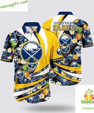Buffalo Sabres Hawaiian Shirt Tropical Pineapple Summer Design