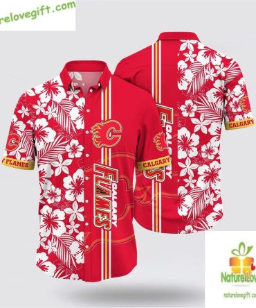 Calgary Flames Hawaiian Shirt Tropical Apricot Blossom Summer Lv X8Rfrw8X