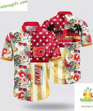 Calgary Flames Hawaiian Shirt With Tropical Hat And Glasses Lv-L38Xanjf