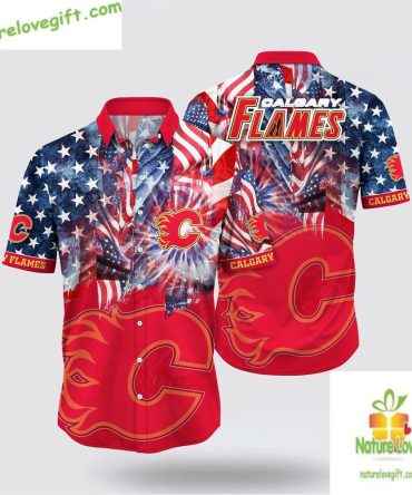 Calgary Flames Hawaiian Shirt 4Th Of July Aloha Shirt Lv Rd9Teirt