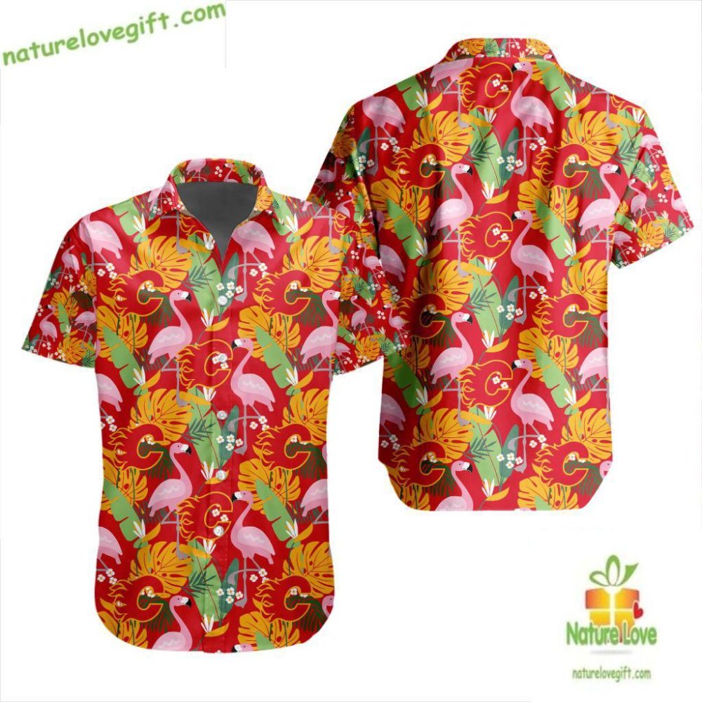Calgary Flames Hawaiian Shirt Flamingo Button Up Shirt Lv D3231846F801Afe