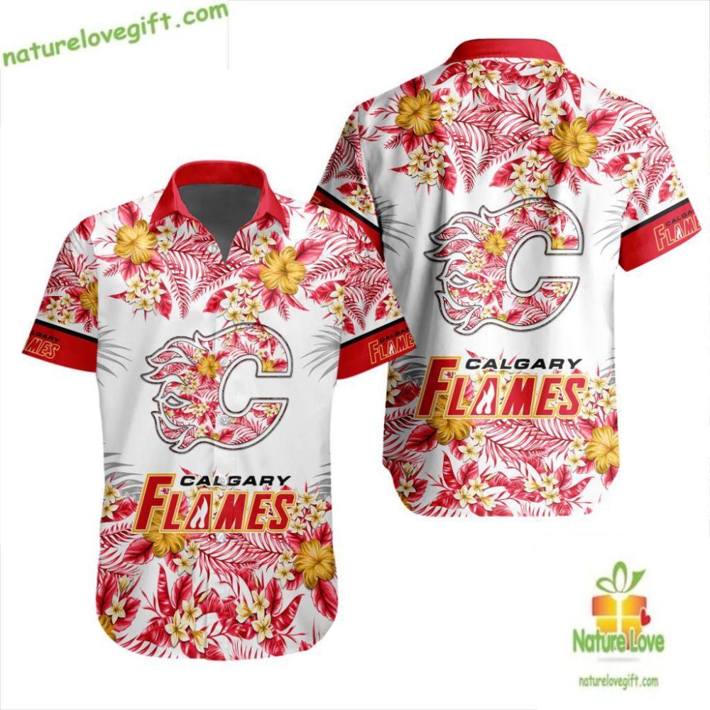 Calgary Flames Hawaiian Shirt Tropical Floral Design Lv604Bb21D5Fcbf18F