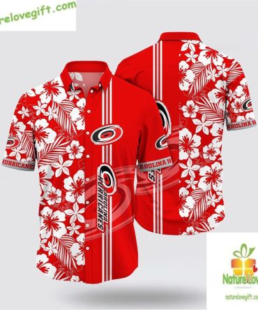 Carolina Hurricanes Hawaiian Shirt Tropical Apricot Blossom Summer Fan Gear