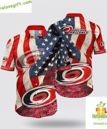 Carolina Hurricanes Hawaiian Shirt American Flag Summer Fan Gear Lv21Cwvj79