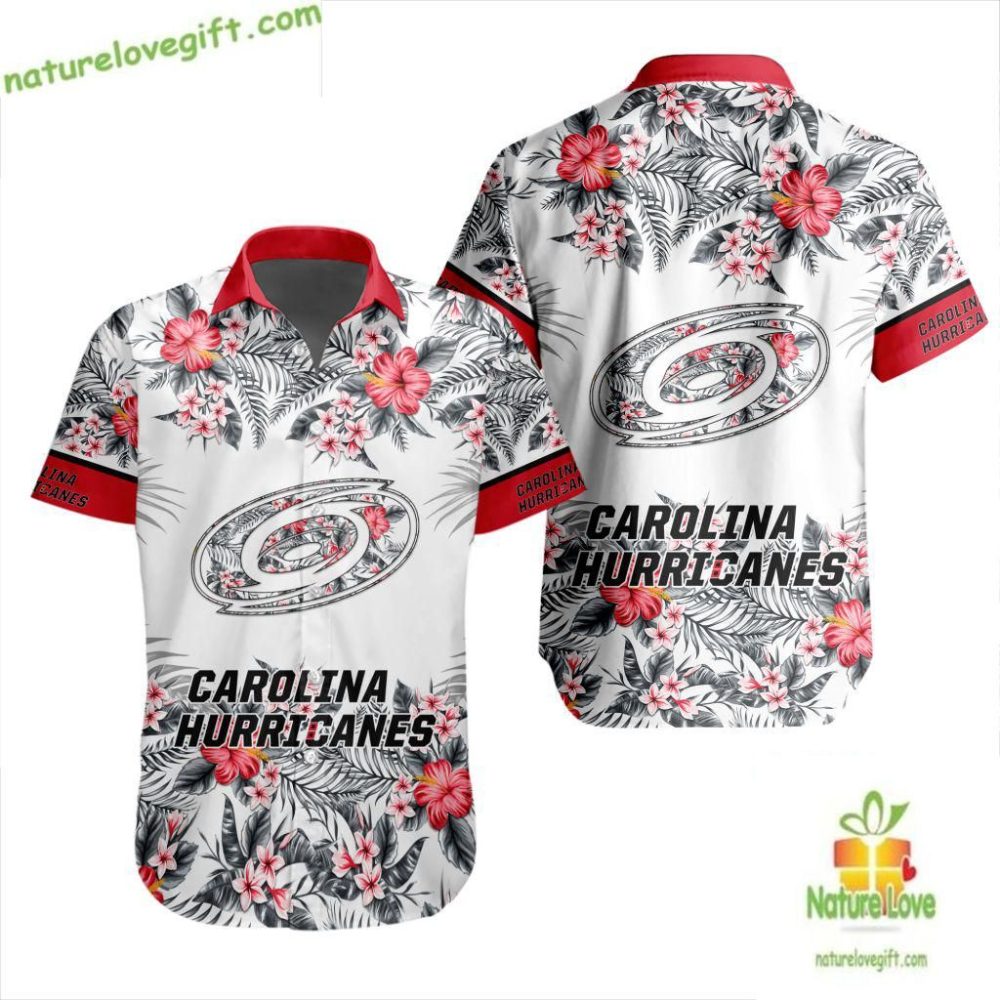 Carolina Hurricanes Hawaiian Shirt Tropical Floral Print Lv718Bf18B57C879D5