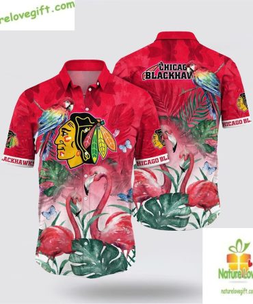 Chicago Blackhawks Tropical Shirt With Parrots And Flamingos Lv1Wfj1Vrg
