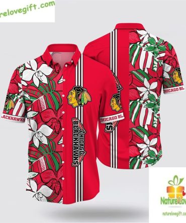 Chicago Blackhawks Tropical Floral Hawaiian Shirt Summer Lv0Tfvy0Fe