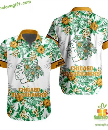 Blackhawks Hawaiian Shirt Tropical Flower Design Lv36Bcbecf0745A87D