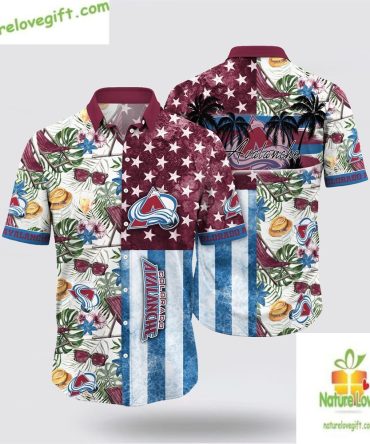 Colorado Avalanche Nhl Hawaiian Shirt Hat Glasses Summer Fan Set