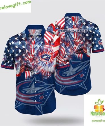 Columbus Blue Jackets Hawaiian Shirt 4Th Of July Aloha Shirt