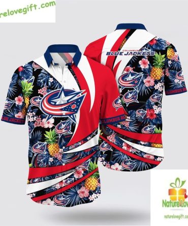 Columbus Blue Jackets Hawaiian Shirt Pineapple Tropical Summer