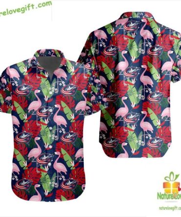 Columbus Blue Jackets Hawaiian Shirt Flamingo Button Up Lv3714B3496F26310C