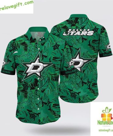 Dallas Stars Nhl Hawaiian Shirt Tropical Leaf Summer Hockey Fan