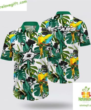 Dallas Stars Nhl Hawaiian Shirt Tropical Parrot Summer Tee Lv8Lgrexo1