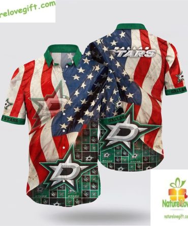 Dallas Stars Nhl Hawaiian Shirt American Flag Summer Fan Gear