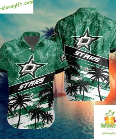 Dallas Stars Nhl Hawaiian Shirt With Palm Tree Design Button Up